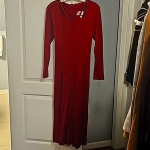 Jenifer V. Designer Mauroon Dress, Sz M, Long Sleeves, Fit & Flare Fitted Waist